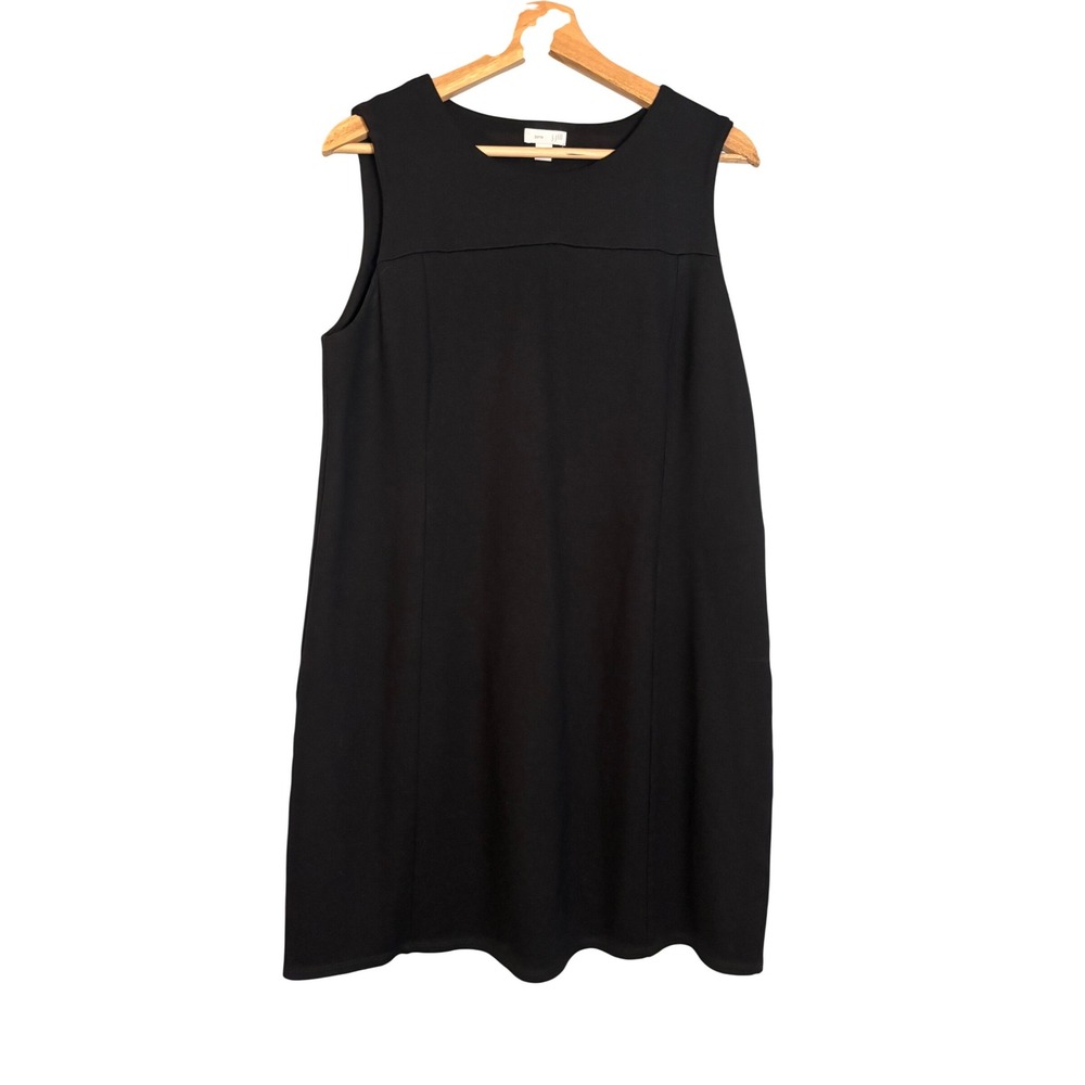 J. Jill Black Ponte Knit Sleeveless Shift Dress Petite Large